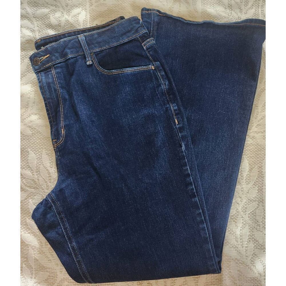 47  Old Navy dark wash high rise flare jeans